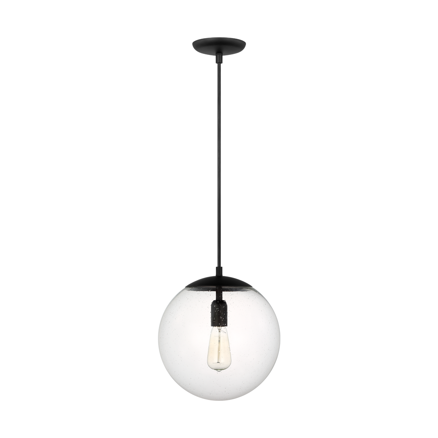 Leo - Hanging Globe Large One Light Pendant with Clear Seeded Glass