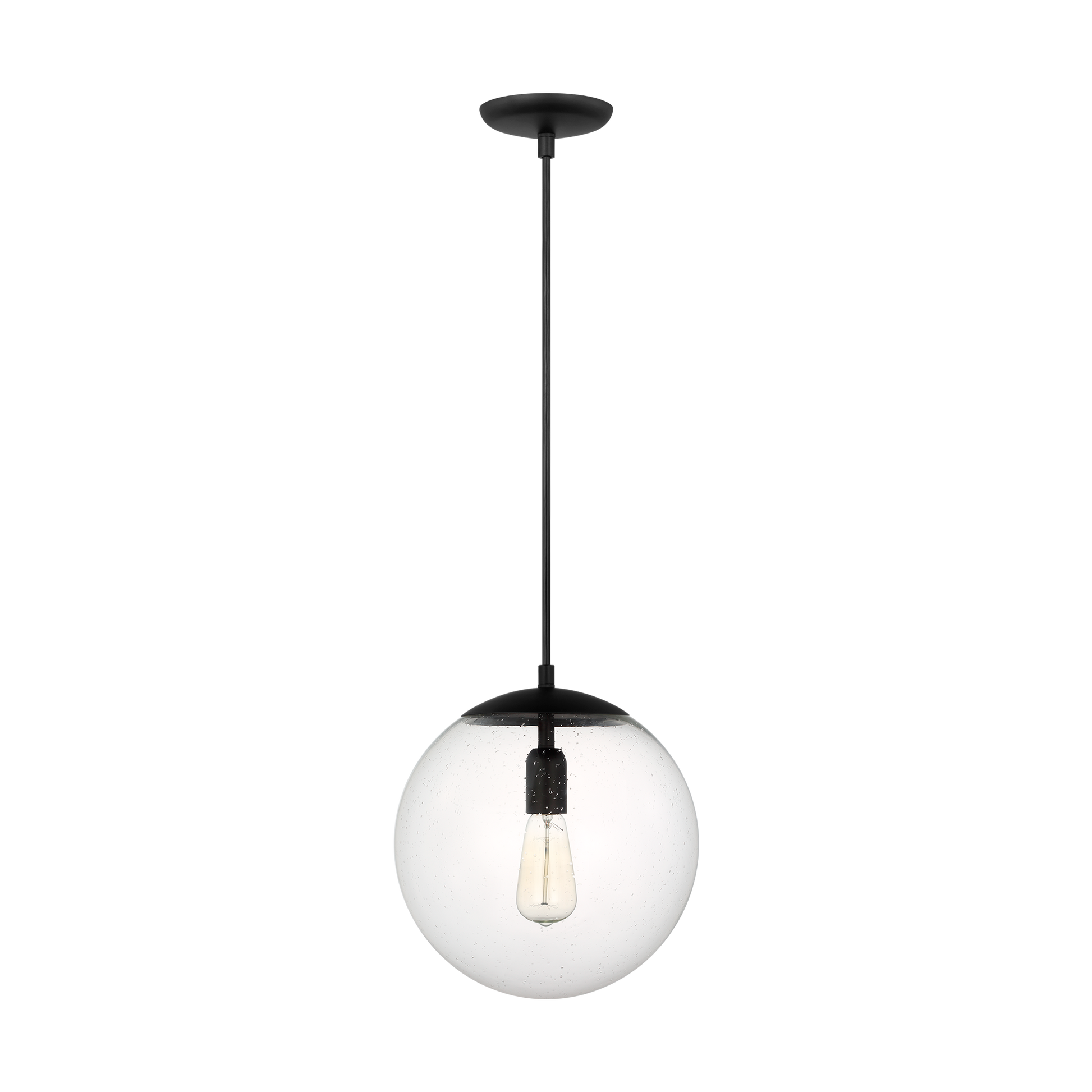Leo - Hanging Globe Large One Light Pendant with Clear Seeded Glass
