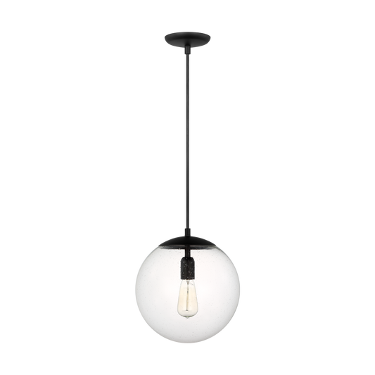 Leo - Hanging Globe Large One Light Pendant with Clear Seeded Glass