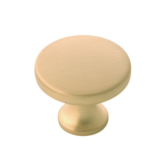 Facette Collection Knob 1-3/8 Inch Diameter Satin Brass Finish