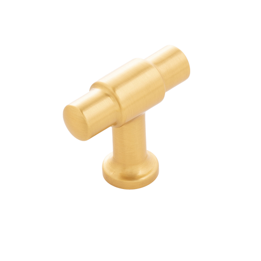 Facette Collection Knob 1-3/8 Inch Diameter Satin Brass Finish