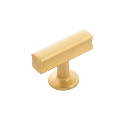 Facette Collection Knob 1-3/8 Inch Diameter Satin Brass Finish