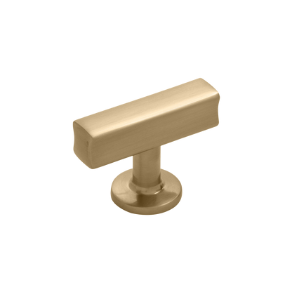 Facette Collection Knob 1-3/8 Inch Diameter Satin Brass Finish