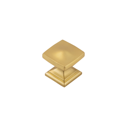 Facette Collection Knob 1-3/8 Inch Diameter Satin Brass Finish