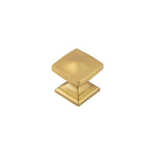 Facette Collection Knob 1-3/8 Inch Diameter Satin Brass Finish