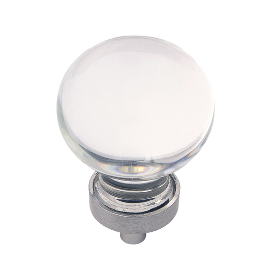 Facette Collection Knob 1-3/8 Inch Diameter Satin Brass Finish