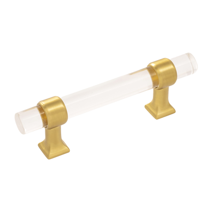 Facette Collection Knob 1-3/8 Inch Diameter Satin Brass Finish