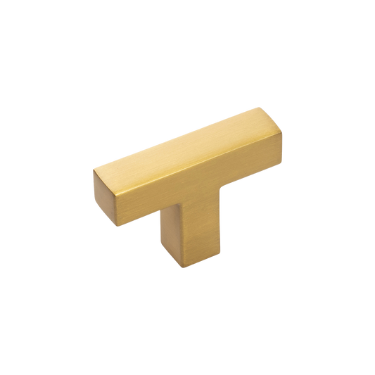 Facette Collection Knob 1-3/8 Inch Diameter Satin Brass Finish