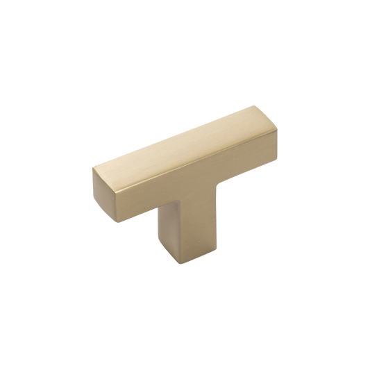 Facette Collection Knob 1-3/8 Inch Diameter Satin Brass Finish