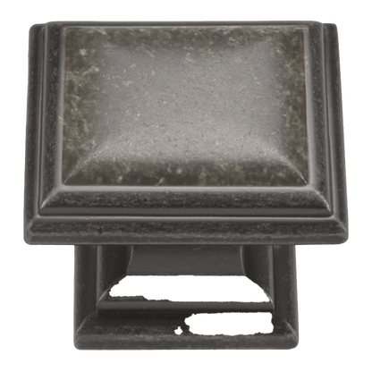 Facette Collection Knob 1-3/8 Inch Diameter Satin Brass Finish