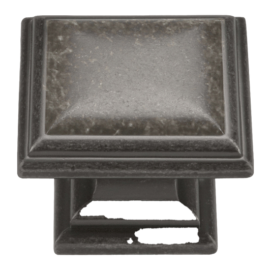 Facette Collection Knob 1-3/8 Inch Diameter Satin Brass Finish