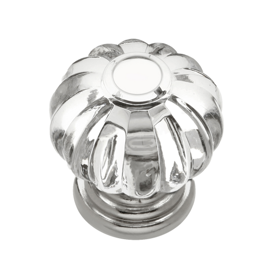 Facette Collection Knob 1-3/8 Inch Diameter Satin Brass Finish