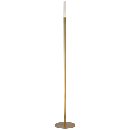 Rousseau 60" Floor Lamp in Antique-Burnished Brass with Etched Crystal