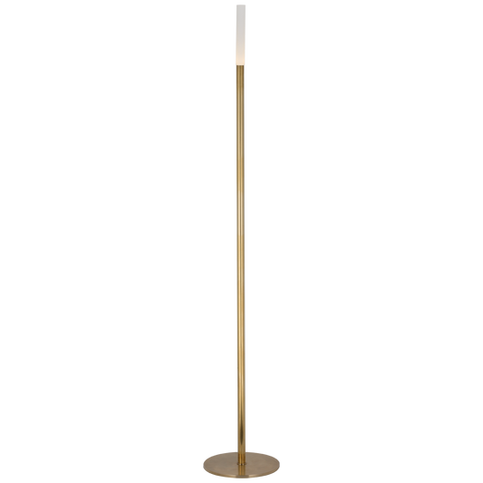 Rousseau 60" Floor Lamp in Antique-Burnished Brass with Etched Crystal