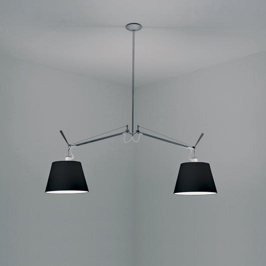TOLOMEO DBL. SHADE SUSP. W/12IN DIFF BLACK MAX 2X150W