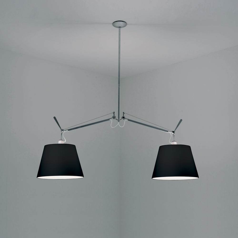 TOLOMEO DBL. SHADE SUSP. W/14IN DIFF. BLACK MAX 2X150W