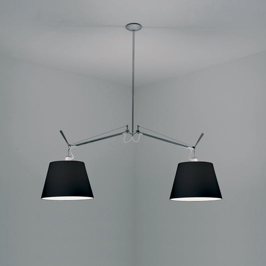 TOLOMEO DBL. SHADE SUSP. W/14IN DIFF. BLACK MAX 2X150W