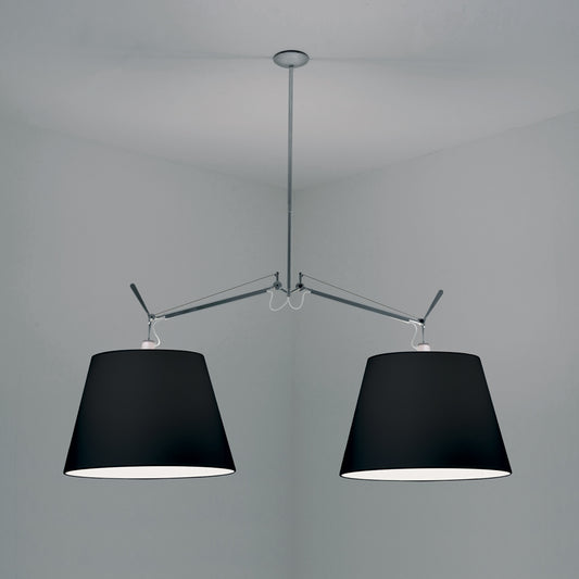 TOLOMEO DBL. SHADE SUSP. W/17IN DIFF. MAX BLACK 2X150W