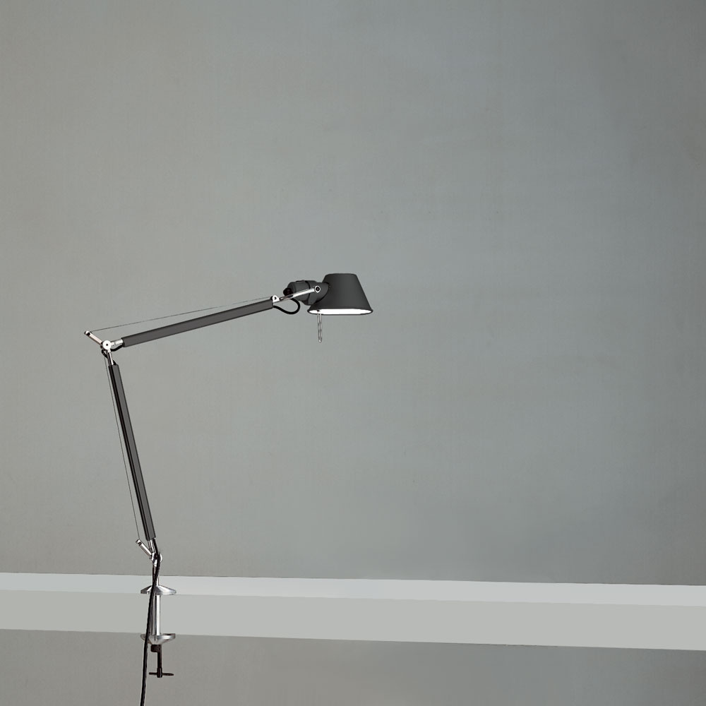 TOLOMEO MINI MAX 100W E26 BLACK W/CLAMP ALUM