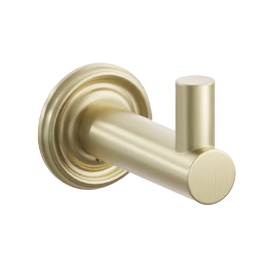 Modern Tubular Brass Single Hook with Rosette