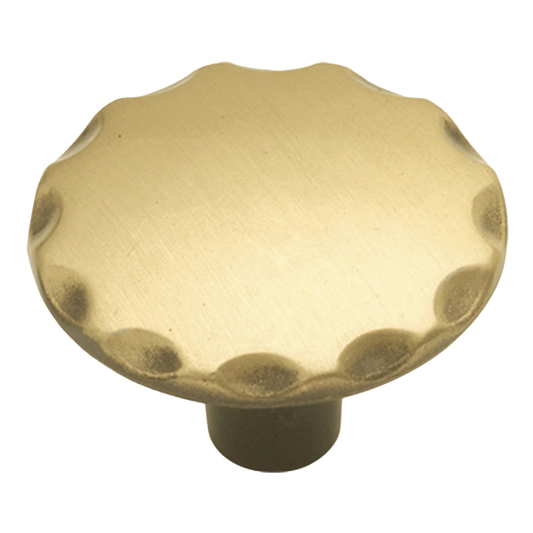Facette Collection Knob 1-3/8 Inch Diameter Satin Brass Finish