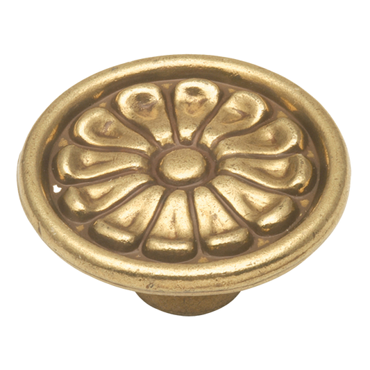 Facette Collection Knob 1-3/8 Inch Diameter Satin Brass Finish