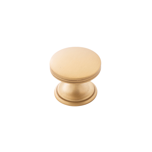 Facette Collection Knob 1-3/8 Inch Diameter Satin Brass Finish
