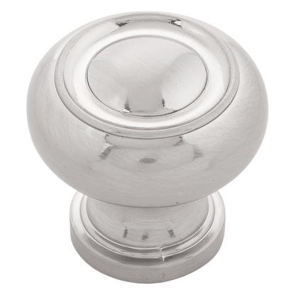 Facette Collection Knob 1-3/8 Inch Diameter Satin Brass Finish