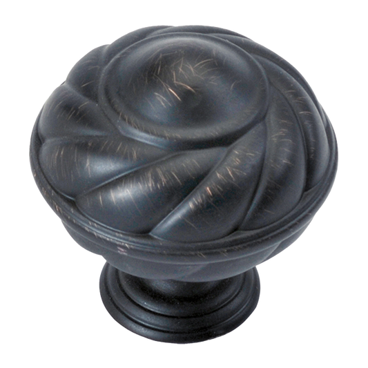 Facette Collection Knob 1-3/8 Inch Diameter Satin Brass Finish