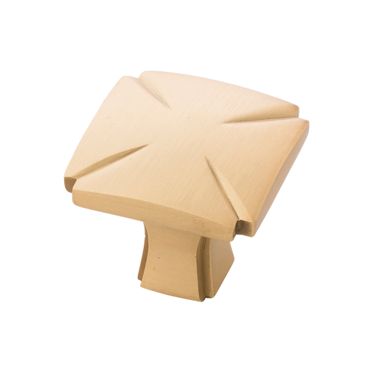 Facette Collection Knob 1-3/8 Inch Diameter Satin Brass Finish