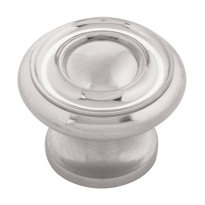 Facette Collection Knob 1-3/8 Inch Diameter Satin Brass Finish