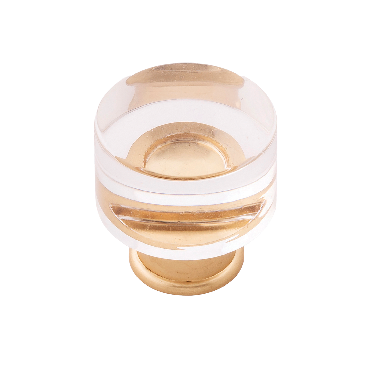 Facette Collection Knob 1-3/8 Inch Diameter Satin Brass Finish