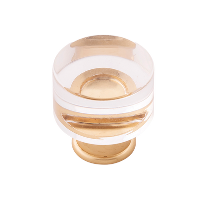 Facette Collection Knob 1-3/8 Inch Diameter Satin Brass Finish