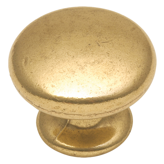 Facette Collection Knob 1-3/8 Inch Diameter Satin Brass Finish