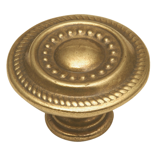 Facette Collection Knob 1-3/8 Inch Diameter Satin Brass Finish