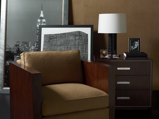 Beckford Table Lamp in Black Faux Croc with Linen Shade