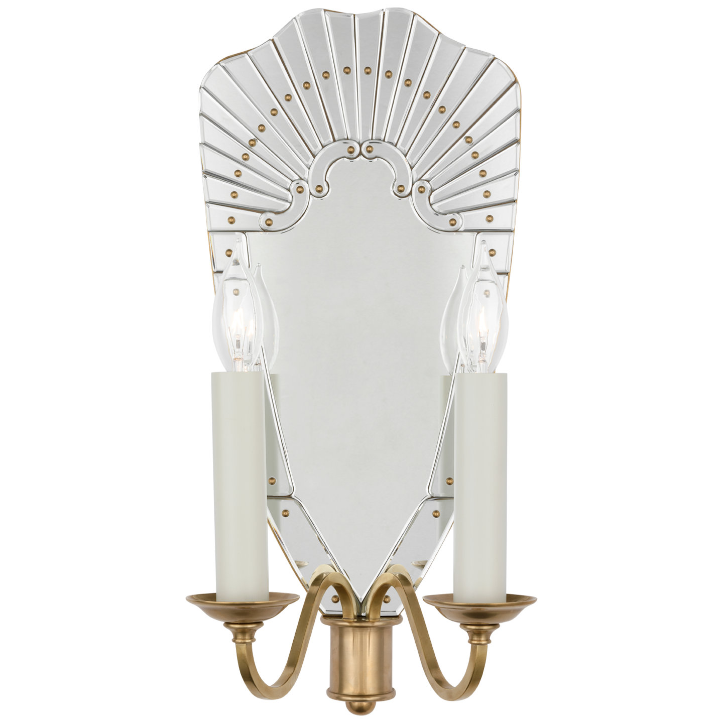 Adelaide Large Double Sconce in Mirror and Natural Brass