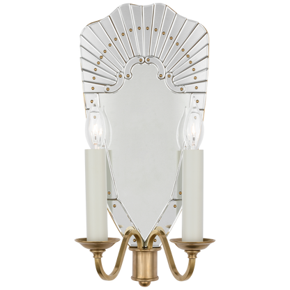 Adelaide Large Double Sconce in Mirror and Natural Brass