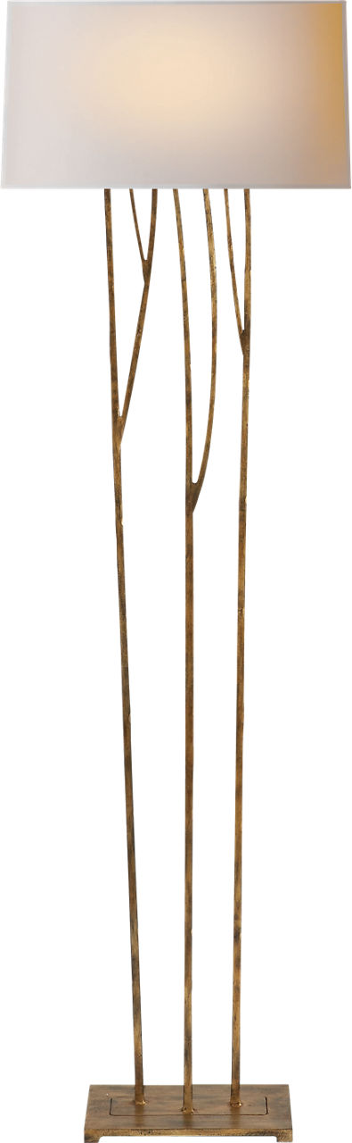 Aspen Floor Lamp in Gilded Iron w/ Natural Paper Shade