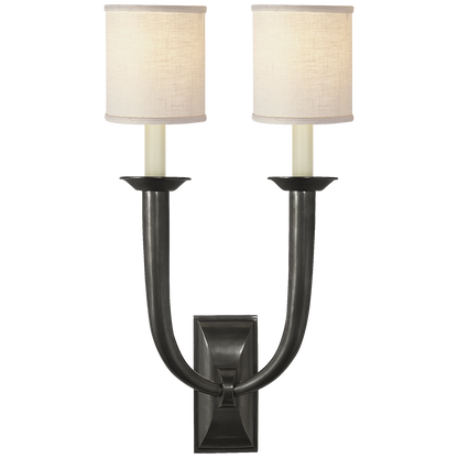 French Deco Horn Double Sconce