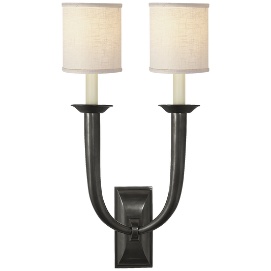 French Deco Horn Double Sconce