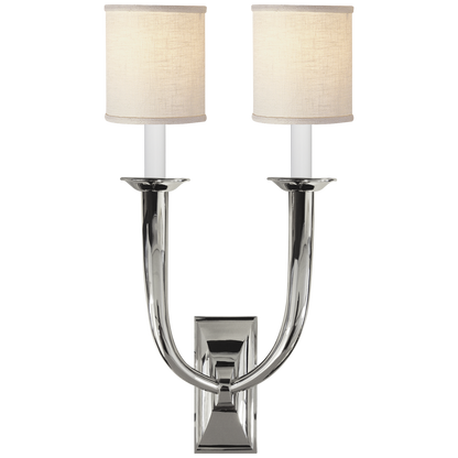 French Deco Horn Double Sconce