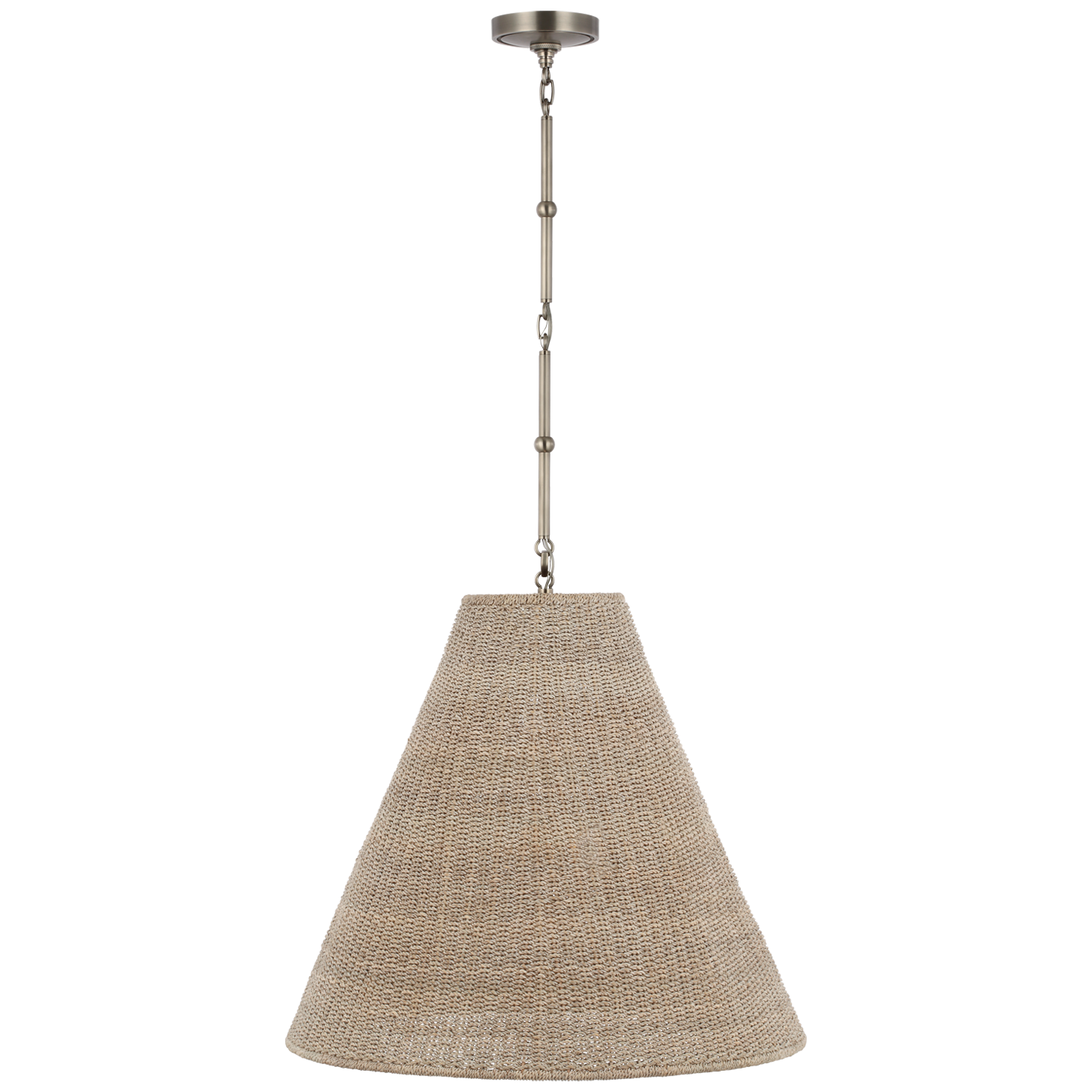 Goodman Large Hanging Lamp in Antique Nickel with Ash Shade