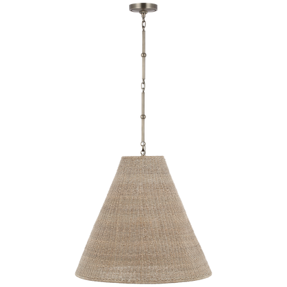 Goodman Large Hanging Lamp in Antique Nickel with Ash Shade