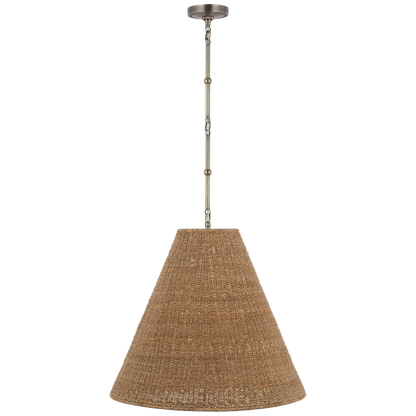 Goodman Large Hanging Lamp in Antique Nickel with Toast Shade