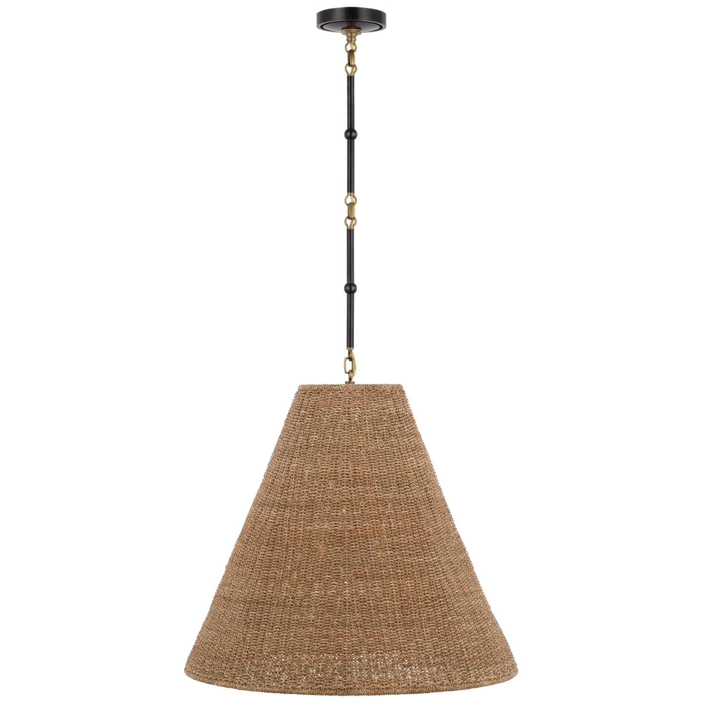 Goodman Large Hanging Lamp in Bronze and Hand-Rubbed Antique Brass with Toast Shade