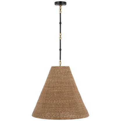 Goodman Large Hanging Lamp in Bronze and Hand-Rubbed Antique Brass with Toast Shade