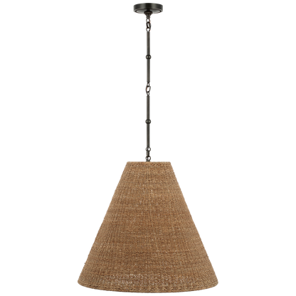 Goodman Large Hanging Lamp in Bronze with Toast Shade