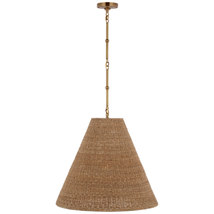 Goodman Large Hanging Lamp in Hand-Rubbed Antique Brass with Toast Shade