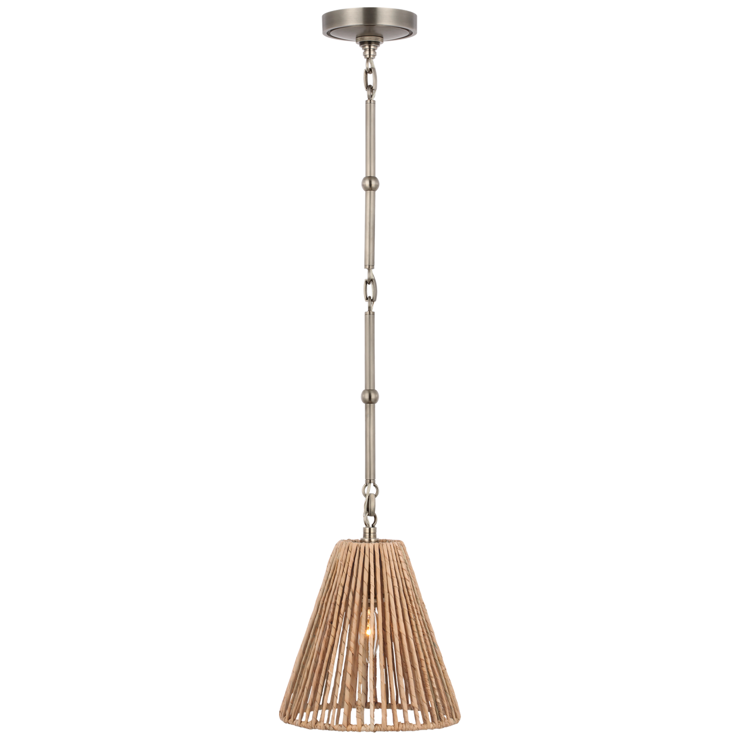 Goodman Petite Hanging Shade in Antique Nickel with Natural Abaca Shade